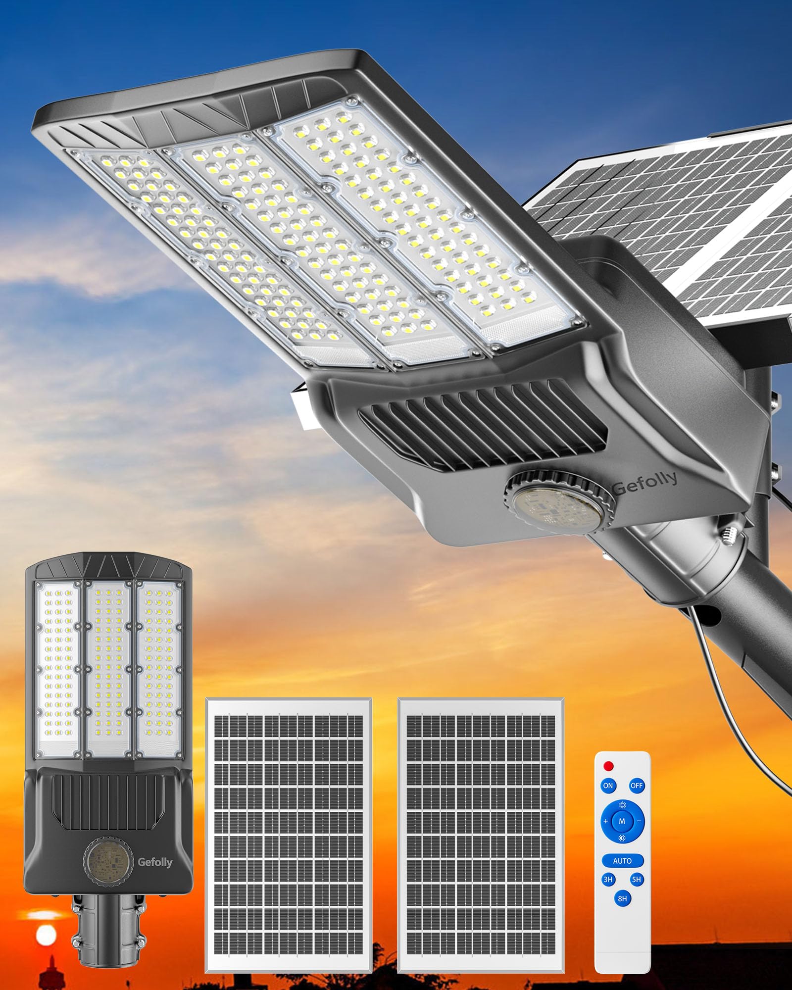 Gefolly SL-8800W Solar Street Lights Outdoor, 550000LM Commercial